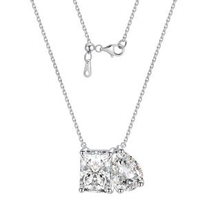 14k Pear and Emerald Toi Et Moi Necklace